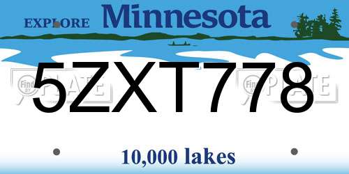 5ZXT778 Minnesota License Plate