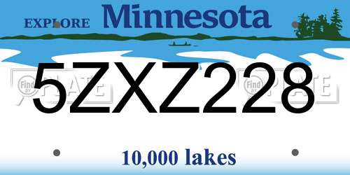 5ZXZ228 Minnesota License Plate