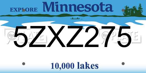5ZXZ275 Minnesota License Plate