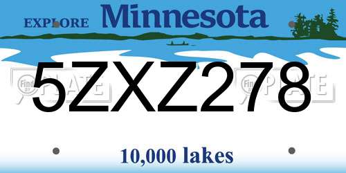 5ZXZ278 Minnesota License Plate