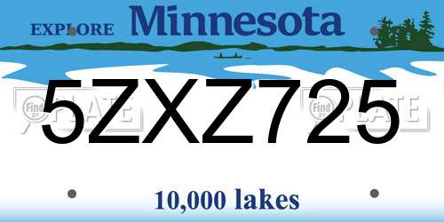5ZXZ725 Minnesota License Plate