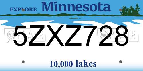 5ZXZ728 Minnesota License Plate