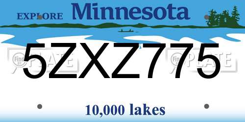 5ZXZ775 Minnesota License Plate