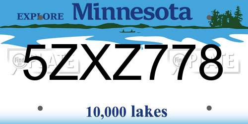 5ZXZ778 Minnesota License Plate