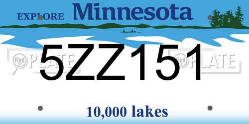 5ZZ151 Minnesota License Plate