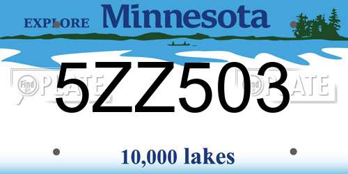 5ZZ503 Minnesota License Plate