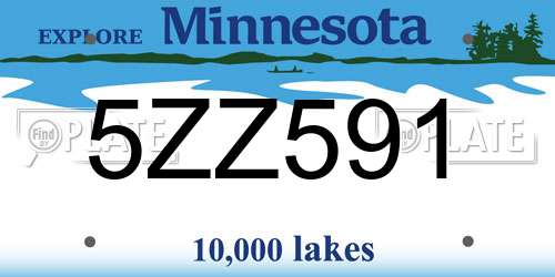 5ZZ591 Minnesota License Plate