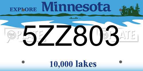 5ZZ803 Minnesota License Plate