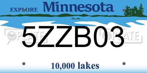 5ZZB03 Minnesota License Plate