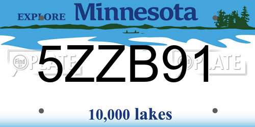 5ZZB91 Minnesota License Plate