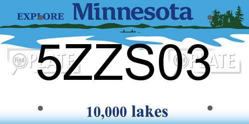 5ZZS03 Minnesota License Plate