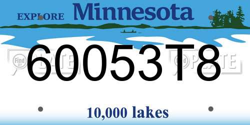 60053T8 Minnesota License Plate