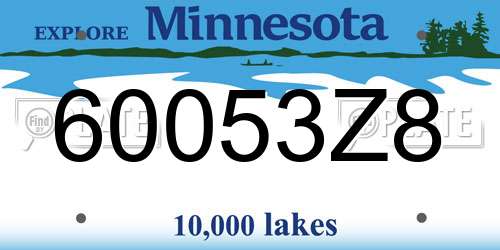 60053Z8 Minnesota License Plate