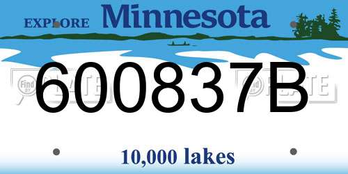 600837B Minnesota License Plate
