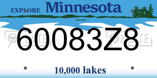 60083Z8 Minnesota License Plate