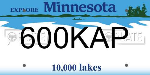 600KAP Minnesota License Plate