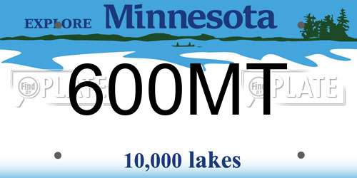 600MT Minnesota License Plate