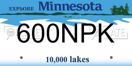 600NPK Minnesota License Plate