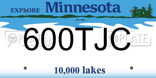 600TJC Minnesota License Plate