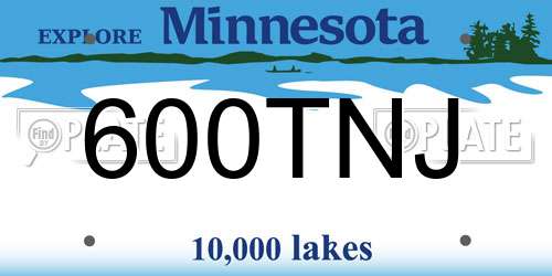 600TNJ Minnesota License Plate