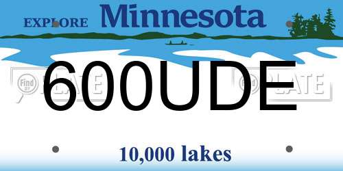600UDE Minnesota License Plate