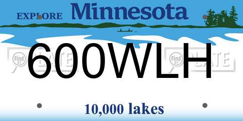 600WLH Minnesota License Plate