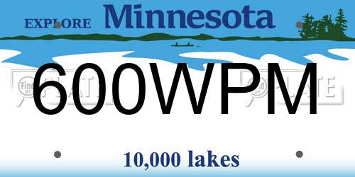 600WPM Minnesota License Plate