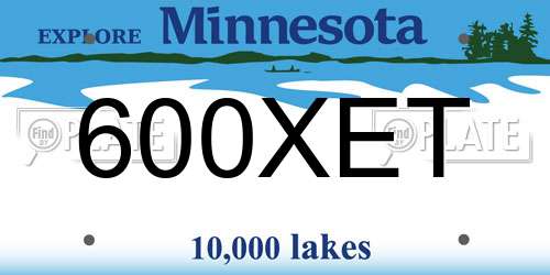 600XET Minnesota License Plate