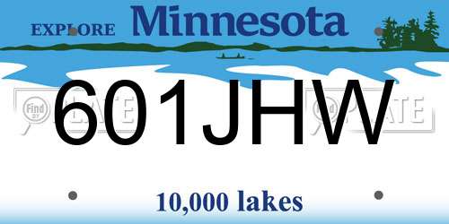 601JHW Minnesota License Plate