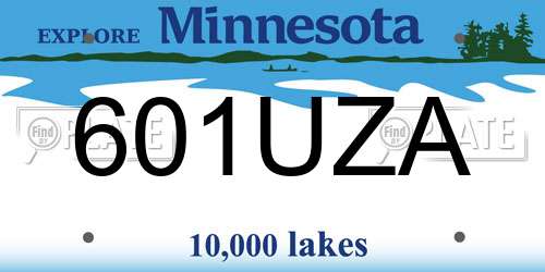 601UZA Minnesota License Plate