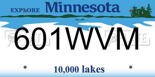 601WVM Minnesota License Plate