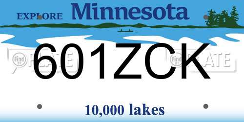 601ZCK Minnesota License Plate