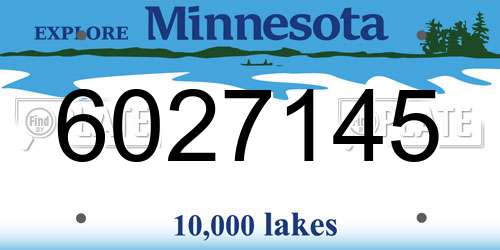 6027145 Minnesota License Plate
