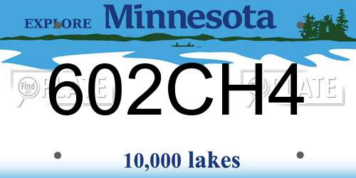 602CH4 Minnesota License Plate