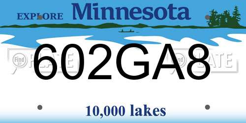 602GA8 Minnesota License Plate