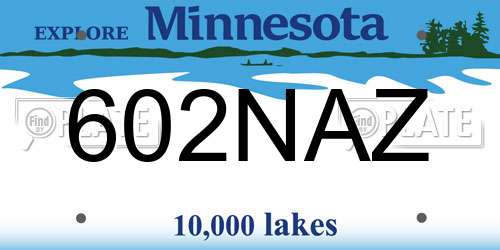 602NAZ Minnesota License Plate