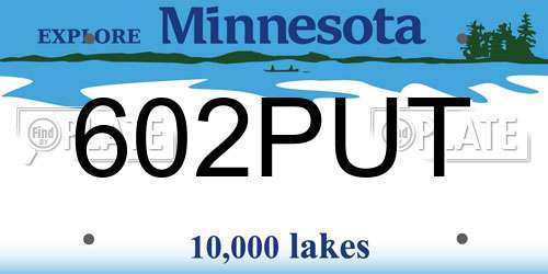 602PUT Minnesota License Plate