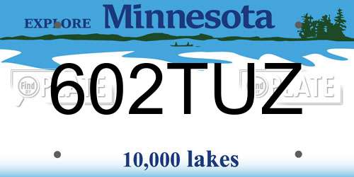 602TUZ Minnesota License Plate