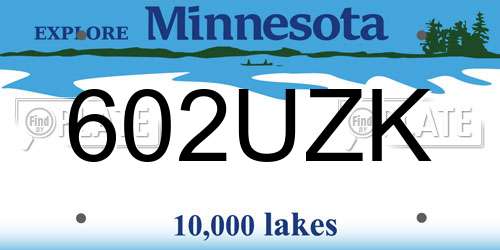 602UZK Minnesota License Plate