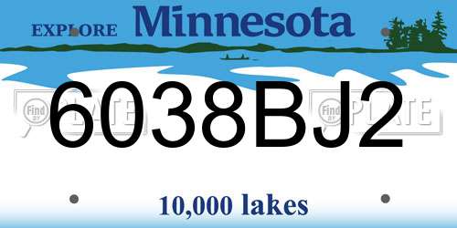6038BJ2 Minnesota License Plate