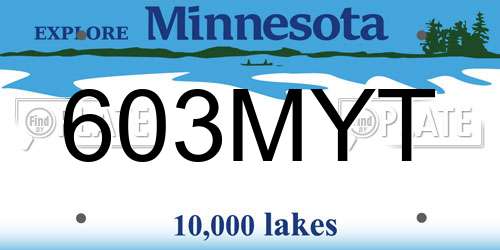 603MYT Minnesota License Plate