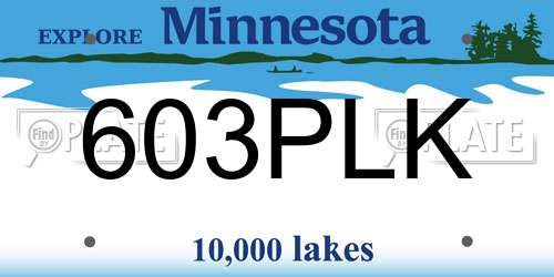 603PLK Minnesota License Plate