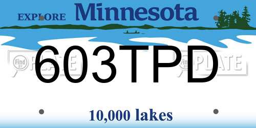 603TPD Minnesota License Plate