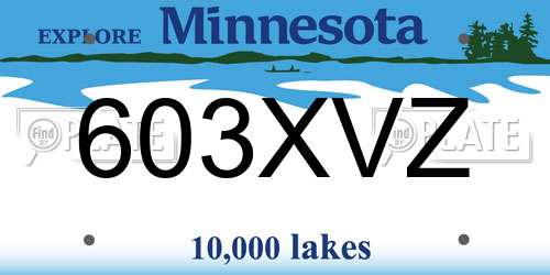 603XVZ Minnesota License Plate