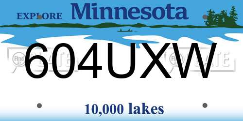 604UXW Minnesota License Plate