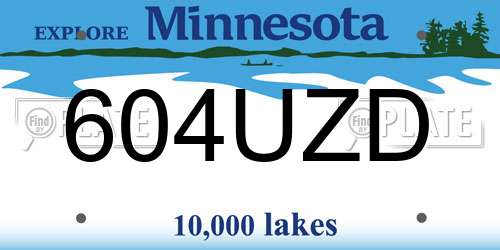 604UZD Minnesota License Plate