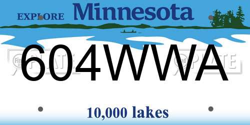 604WWA Minnesota License Plate