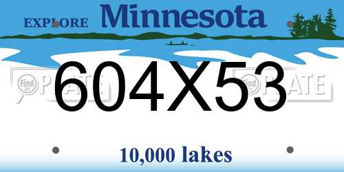 604X53 Minnesota License Plate