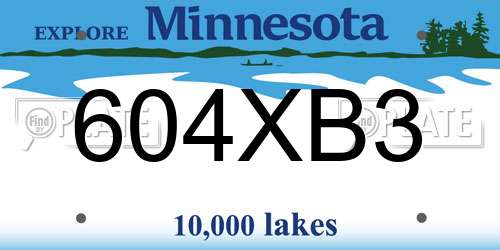 604XB3 Minnesota License Plate