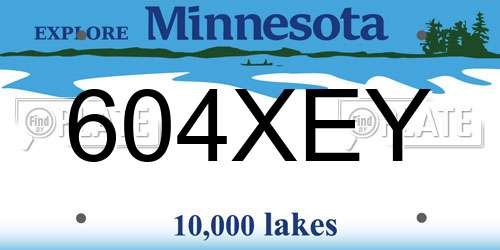 604XEY Minnesota License Plate